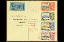 1935 Silver Jubilee Set Complete, SG 111/14,  On Registered Cover To Tanganyika, 3d  Showing The Variety "Extra Flagstaf - Sonstige & Ohne Zuordnung