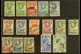 1938-52 USED SETS. A Stock Card Bearing The 1938-52 KGVI Defins Set With Some Listed Additional Shades & 1948 Royal Silv - Autres & Non Classés