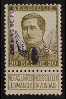 RAILWAY PARCEL STAMP 1915 20c Olive, Large Head, With "Winged Wheel" Handstamp, Mi 50, SG P162, Fine Mint, Signed (exper - Autres & Non Classés