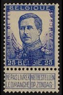 RAILWAY PARCEL STAMP 1915 25c Ultramarine, Large Head, With "Winged Wheel" Handstamp, Mi 51, SG P163, Fine Mint, Signed  - Otros & Sin Clasificación