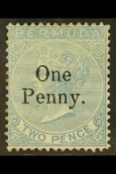 1875 1d On 2d, SG 15, Fresh Mint With Large Part Original Gum. For More Images, Please Visit Http://www.sandafayre.com/i - Bermudas