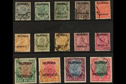 OFFICIALS 1937 KGV India Overprints, Complete Set, SG O1/14, Very Fine Used (14 Stamps). For More Images, Please Visit H - Burma (...-1947)