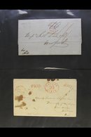 1847-1865 MAIL TO THE UNITED STATES. An Interesting Group Of Stampless Covers & Entire Letters Addressed To USA, Bearing - Other & Unclassified