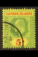 1907-09 5s Green & Red/yellow, SG 32, Fine Cds Used For More Images, Please Visit Http://www.sandafayre.com/itemdetails. - Cayman Islands