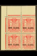 1943-54 10s Pale Carmine-lake, Watermark Upright, SG 133, Upper Left Corner Block Of Four, Very Fine Mint, Stamps Never  - Cookinseln