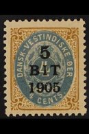 1905 5" BIT"  On 4c Pale Blue And Yellow-brown, Frame Inverted, Facit 29 V1, Fine Mint. For More Images, Please Visit Ht - Dänisch-Westindien