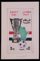 ORIGINAL ARTWORK 1987 EGYPTIAN VICTORIES IN FOOTBALL CHAMPIONSHIPS Unadopted Hand Painted Essay With Acetate Overlay For - Altri & Non Classificati