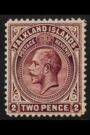 1912 2d Maroon, Line Perf 14, SG 62a, Very Fine Mint. For More Images, Please Visit Http://www.sandafayre.com/itemdetail - Falklandeilanden