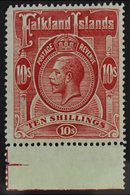 1912-20 10s Red / Green, Wmk Crown CA, SG 68, Never Hinged Mint. For More Images, Please Visit Http://www.sandafayre.com - Falkland Islands