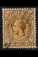 1912-20 1s Pale Bistre-brown Wmk Mult Crown CA, SG 65a, Very Fine Used. For More Images, Please Visit Http://www.sandafa - Falkland Islands