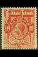 1912-20 KGV 10s Red/green, SG 68, Very Fine Mint. For More Images, Please Visit Http://www.sandafayre.com/itemdetails.as - Islas Malvinas
