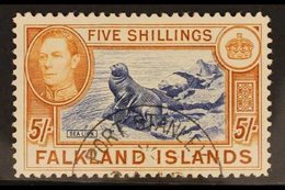 1938-50 5s Indigo & Pale Yellow Brown, SG 161b, Very Fine "Post Stanley" Cds Used For More Images, Please Visit Http://w - Falklandinseln