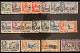 1938-50 King George VI Pictorial Definitive "Basic" Set, SG 146/163, Very Fine Mint. (18 Stamps) For More Images, Please - Islas Malvinas