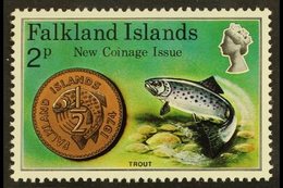 1975 2p Multicolored, "Crown To Right Of CA" Variety, SG 316w, Never Hinged Mint For More Images, Please Visit Http://ww - Falkland Islands