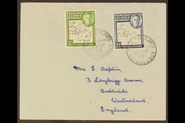 1952 VARIETIES ON COVER (Sep 23rd) Cover To Ambleside, UK (no Backflap) Franked ½d Coarse Map Bearing "Gap In 80th Paral - Falkland Islands