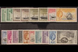 1954 Complete Set Including The DLR Printings,SG G26/40, G26a, 27b, 28a, Very Lighly Hinged Mint. (18 Stamps) For More I - Falklandinseln