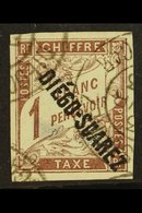 DIEGO-SUAREZ POSTAGE DUE 1892 1f Brown (Yvert & Maury 13, SG D37), 4 Good Margins And Fine Cds Cancel, Couple Of Thins.  - Altri & Non Classificati
