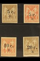 REUNION 1885-85 "R" Surcharges On France Imperf Sage Types Complete Set, SG 7/10 Or Yvert 7/10, Very Fine Mint, Each Wit - Andere & Zonder Classificatie