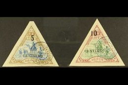 SOMALI COAST DJIBOUTI 1902 (15 Apr) 5c On 25c And 10c On 50fr, Triangulars, SG 112/113, Very Fine Used. (2 Stamps) For M - Autres & Non Classés