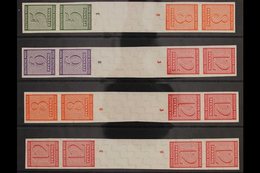 RUSSIAN ZONE WEST SAXONY 1945 (Sep) Numerals Vertical SE-TENANT GUTTER IMPERF STRIPS Of 4, Michel SK Zd 1/4, Never Hinge - Andere & Zonder Classificatie