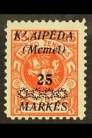 LITHUANIAN OCCUPATION 1923 (middle Feb) 25M On 25c Dark Vermilion-red With "L" In "KLAIPEDA" Mutilated, Mi 137 VI, Never - Other & Unclassified