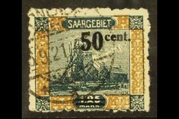 1921 (Apr-May) 50c On 1m25c Green And Brown Perf 10½, SG 78a (Michel 78B), Very Fine Used, Cat £200 For More Images, Ple - Otros & Sin Clasificación