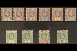 1902 King Edward VII Complete Definitive Set, Watermark Crown CA, SG 57/66, Very Fine Mint With Some Of The Stamps Never - Grenade (...-1974)