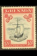 1943 10s Slate Blue And Bright Carmine, Narrow Frame, Perf 14, SG 163b, Very Fine Mint. For More Images, Please Visit Ht - Grenada (...-1974)