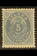 1876 5aur Blue, Perf 14x13½, Fac. 9, Fresh Mint Appearance But With Adherance On Reverse. Cat Fac. 4000kr (£340) For Mor - Andere & Zonder Classificatie