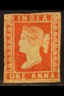 1854-55 ½a Red Die I, SG 12, Appears Unused But Probably Cleaned, 3+ Margins Just Brushing The Outer Frame Line At Top L - Autres & Non Classés