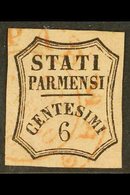 PARMA NEWSPAPER STAMPS 1853 6c Black On Rose, Sass1, Superb Used With Red Parma Dated Cancel. For More Images, Please Vi - Zonder Classificatie