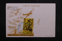 FRANCE - Vignette Aviation D 'Angers En 1945 Sur Carte Postale - L 31254 - Luftfahrt