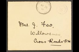 1913 RARE "GOVERNOR/CROWN" HAND STAMP ON KINGS HOUSE ENVELOPE TO CROSS ROADS (April) Neat Envelope Showing A Good Violet - Jamaica (...-1961)
