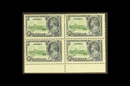 1935 6d Green And Indigo Jubilee, Variety "Extra Flagstaff", SG 116a, In A Mint Bottom Marginal Block Of 4. For More Ima - Jamaica (...-1961)