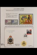 1994 KING HUSSEIN SIGNED An Exhibition Page Bearing A Couple Of Stamps, A Miniature Sheet & A 1994 Illustrated 75th Anni - Jordanië