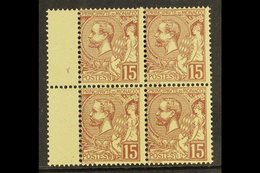 1901 15c Purple-brown On Yellow Prince Albert With IMPRINT OMITTED Variety, Maury 24a, In Nhm Block With 3 Normal Stamps - Andere & Zonder Classificatie