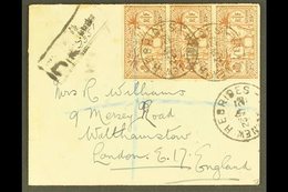 FRENCH 1929 (May) Commercial Envelope Registered To London, Bearing 1925 25c X6, Tied New Hebrides Vila Cds's, Handstamp - Other & Unclassified