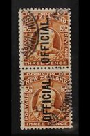 OFFICIAL 1910-16 3d Chestnut MIXED PERF PAIR, SG O74ab, Fine Used And Extremely Scarce. 2010 RPS Certificate Accompanies - Otros & Sin Clasificación