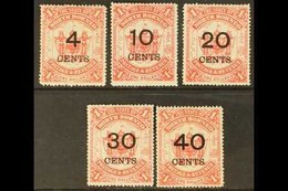 1895 Surcharges On $1 Scarlet Set, SG 87/91, Mint, The Top Value Some Toning. (5 Stamps) For More Images, Please Visit H - North Borneo (...-1963)