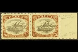 1910-11 2s6d Black & Brown Lakatoi Type C, SG 83, Fine Mint Marginal Pair, One Stamp With DEFORMED "E" AT LEFT Variety ( - Papúa Nueva Guinea
