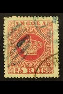 ANGOLA 1875-77 25r Crimson Perf 14, SG 24, Fine Used With Multiple Light Cancels & Apex Photo Certificate For More Image - Andere & Zonder Classificatie