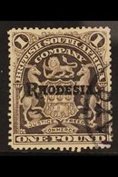 1909-12 £1 Grey-purple Arms, Black Overprint, SG 113, Fine Corner Cds Used. For More Images, Please Visit Http://www.san - Sonstige & Ohne Zuordnung