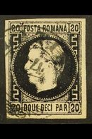 1866-67 20p Black On Rose Thin Paper Greek Border With Dot Type Aa, SG 63, Very Fine Used, Four Good To Large Margins, S - Otros & Sin Clasificación