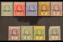 1904 SPECIMENS. KEVII MCA Wmk Optd "Specimen" Set, SG 65s/77s, Very Fine Mint. 5s Green And Carmine (SG 76s) Defective T - Ste Lucie (...-1978)