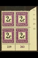 POSTAGE DUE 1971 2c Black & Deep Reddish Violet, Perf.14, Cylinder Block Of 4, SG D71, Never Hinged Mint. For More Image - Unclassified