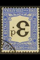 POSTAGE DUE 1914-22 3d Black And Bright Blue With WATERMARK INVERTED Variety, SG D4w, Fine Used. For More Images, Please - Ohne Zuordnung