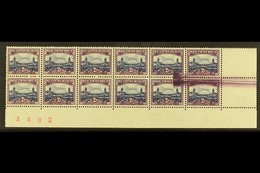 UNION VARIETY 1950-1 2d Blue & Violet, Ex Cylinder 18/30, Issue 15, Corner Marginal Block Of 12 With LARGE SCREEN FLAW A - Non Classés