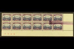 UNION VARIETY 1950-1 2d Blue & Violet, Ex Cylinder 18/30, Issue 15, Corner Marginal Block Of 12 With LARGE SCREEN FLAW A - Zonder Classificatie