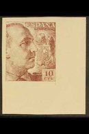 1939-48 10c Brown Red "General Franco" Corner Imperforate Example, (as SG 961), Ed 920s, Never Hinged Mint. A Beauty! Fo - Other & Unclassified
