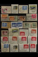 RAILWAY POSTMARKS Interesting Collection Of Mostly 1950's-1970's Fine Used Stamps ON PIECES Cancelled By Mostly Complete - Sonstige & Ohne Zuordnung